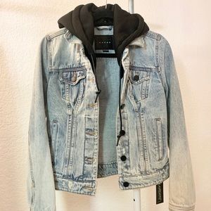 NWT blank NYC jean jacket with hood XS